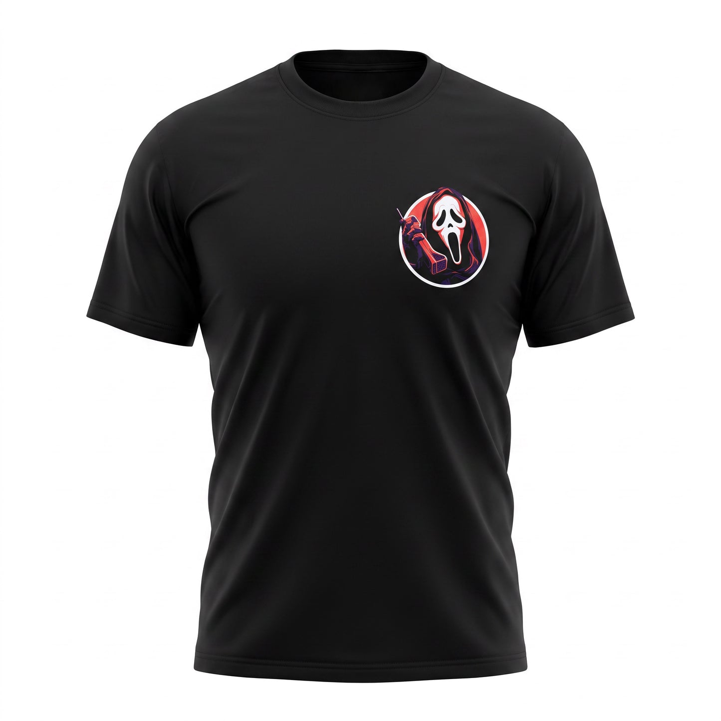Black t-shirt with a hand and butterfly design on a white background