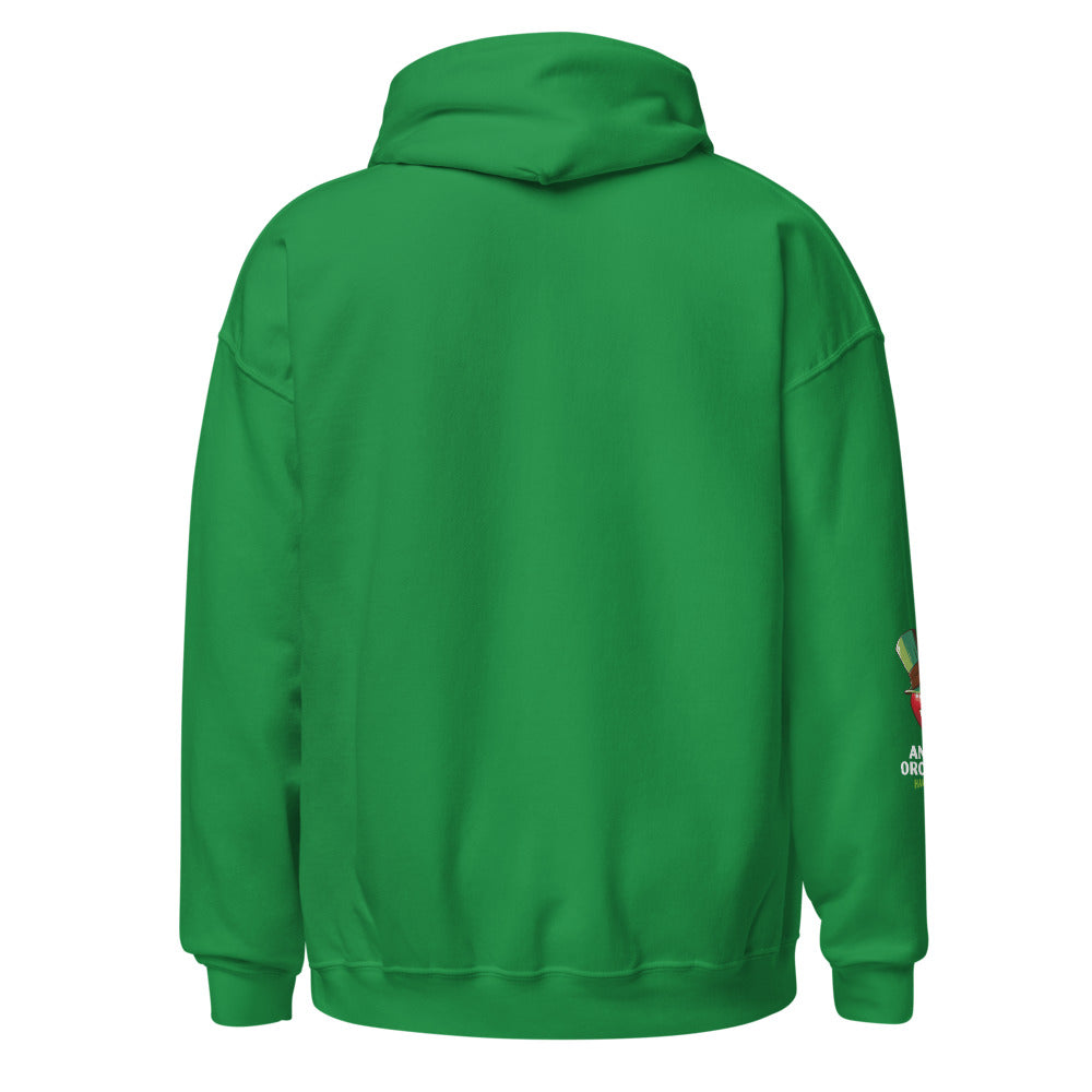 Backside of Kiss Me, I'm Angry Hoodie in Shamrock Green.